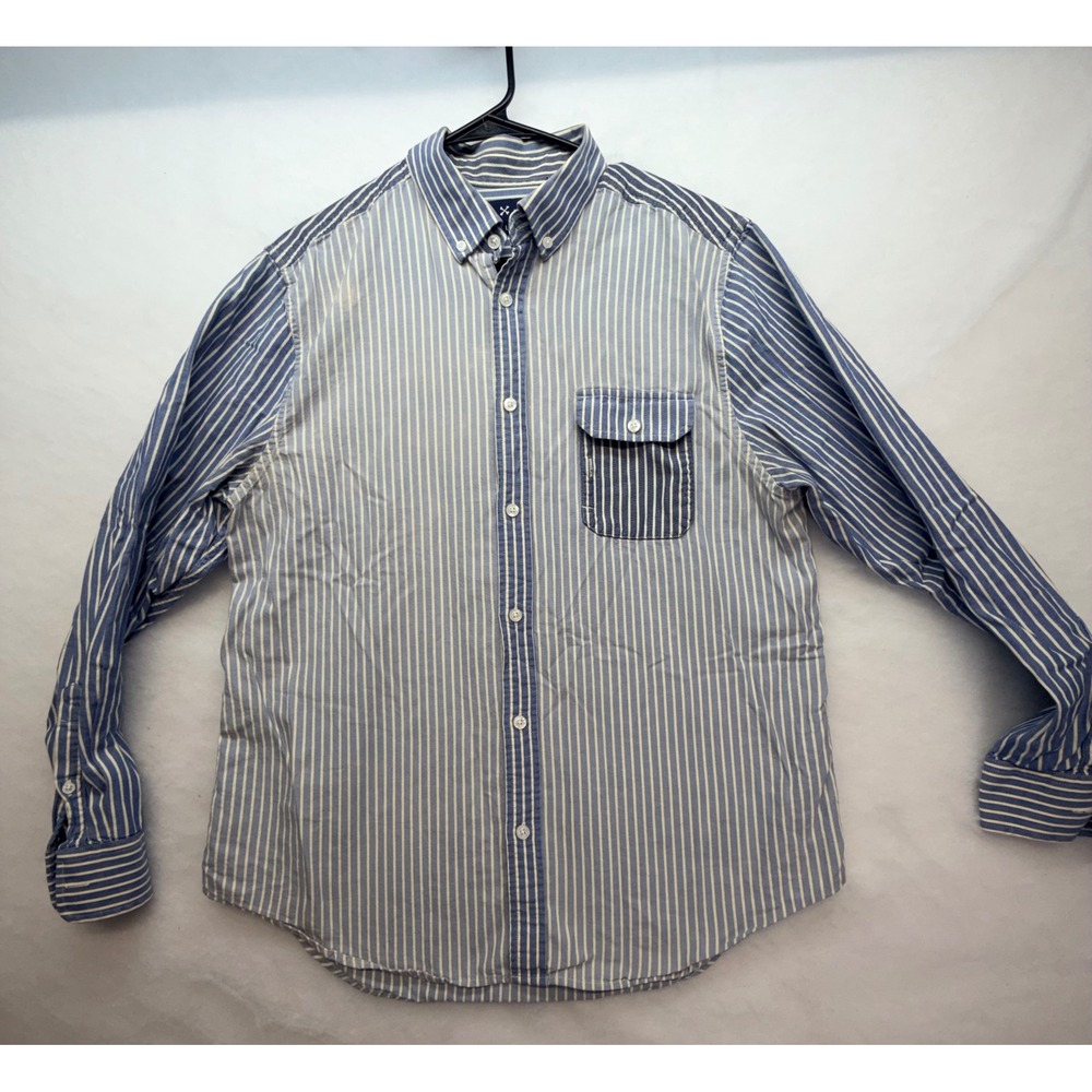 Five Four x Mark McNairy Mens Blue White Striped Button Down Shirt Large L